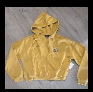 Juniors Women Volcom Golden Hoodie with Floral Accent
